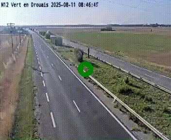 Webcam à hauteur de Vert-en-Drouais sur la N12, en périphérie de Dreux. Vue orientée vers Alençon