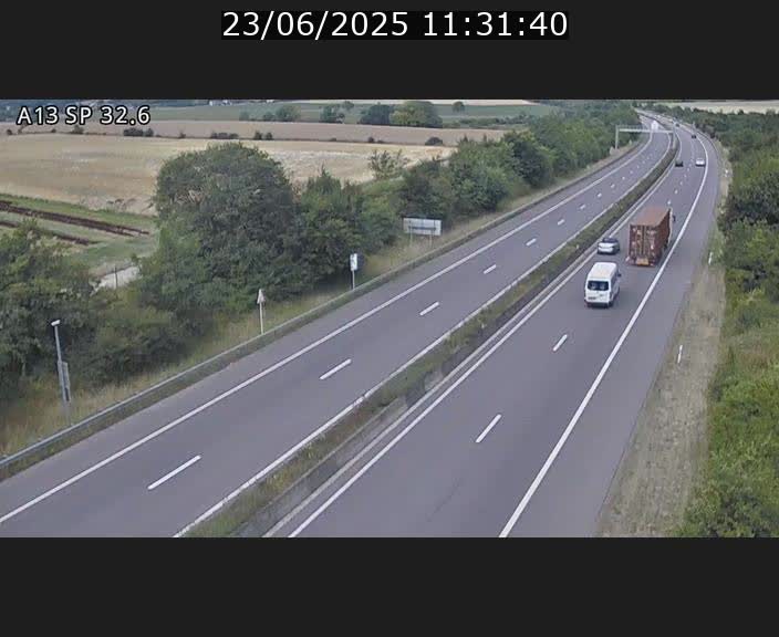 Webcam info trafic A13 à hauteur de Mondorf-les-bains. Vue orientée vers Altwies