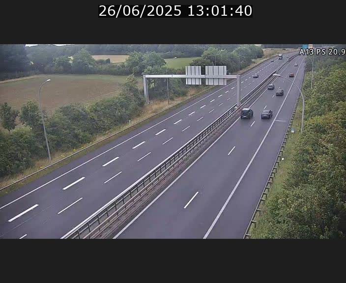 Traffic live webcam Luxembourg Croix de Bettembourg, rond-point d'Hellange - A13 direction Allemagne - BK 20.9
