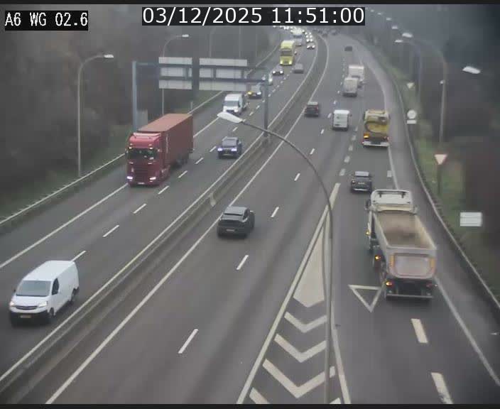 Traffic live webcam Luxembourg Croix de Cessange - A6 - BK 2.6 - direction France/Allemagne