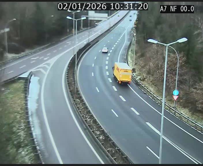 Caméra autoroute Luxembourg A7 - Echangeur A1/A7 Grünewald direction Tunnel Stafelter