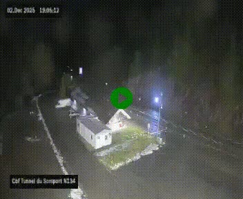 Webcam à l'entrée du tunnel du Somport, côté français, sur la N134, dans les Pyrénées, en direction de l'Espagne, à 1116 mètres d'altitude