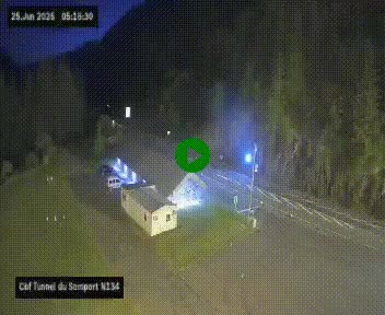 Webcam à l'entrée du tunnel du Somport, côté français, sur la N134, dans les Pyrénées, en direction de l'Espagne, à 1116 mètres d'altitude