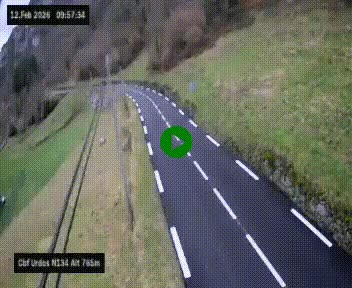 Webcam dans les Pyrénées Atlantique au niveau du col d'Urdos et du fort du Pourtalet sur la N134, en direction du Col et du tunnel du Somport, à 765 mètres d'altitude