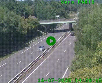 Caméra routière sur l'autoroute A20 au nord de Limoges, à la jonction avec la N520. Vue orientée vers Paris