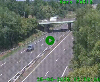 Caméra routière sur l'autoroute A20 au nord de Limoges, à la jonction avec la N520. Vue orientée vers Paris