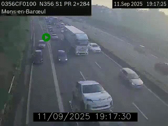 Webcam à l'entrée de Lille en direction du périphérique, à proximité de Mons-en-Baroeul sur la N356