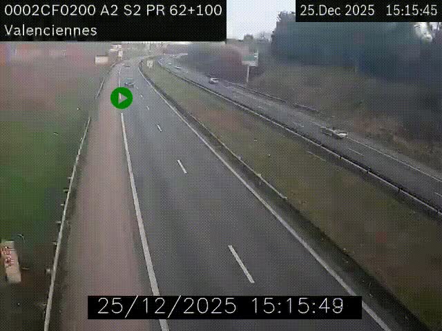 Webcam autoroute A2 à Valenciennes. Vue orientée vers Maubeuge et Mons (Belgique)