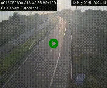 Webcam A16 à Calais en direction du Tunnel sous la Manche (Eurotunnel)