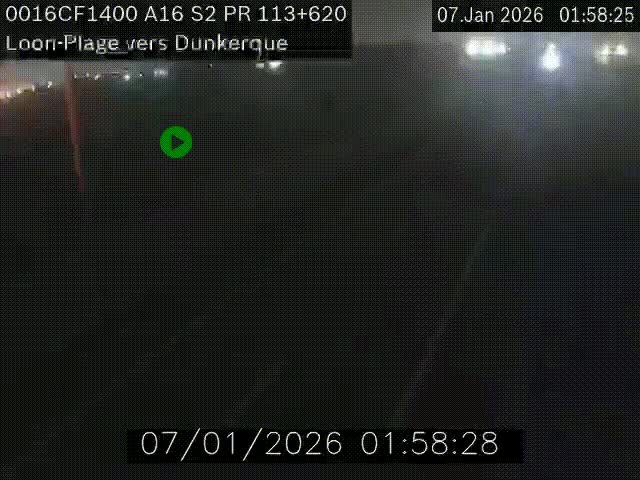 Webcam autoroute A16 à hauteur de Loon-Plage. Vue orientée vers Dunkerque et la Belgique.