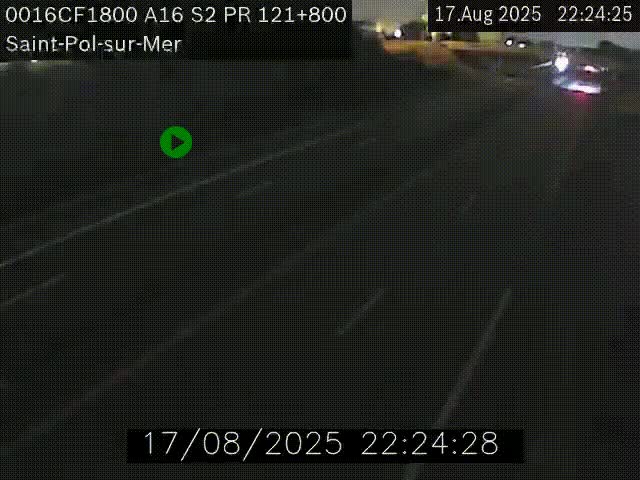 Webcam autoroute A16 à proximité de Dunkerque, à hauteur de la sortie Saint-Pol-sur-Mer. Vue orientée vers Calais