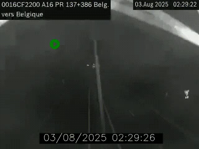 Webcam à la frontière franco-belge au niveau de Bray-Dunes/De-Panne sur l'autoroute A16. Vue orientée vers la Belgique