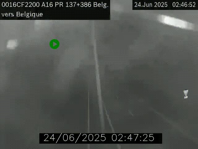Webcam à la frontière franco-belge au niveau de Bray-Dunes/De-Panne sur l'autoroute A16. Vue orientée vers la Belgique