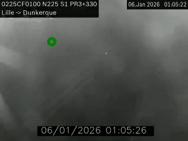 Webcam autoroute A25 (N225) à hauteur de Bergues (Bierne). Vue orientée vers Dunkerque.