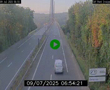 Webcam sur la N165 après le Pont de l'Iroise, à l'entrée de Brest