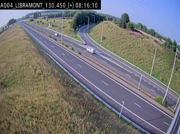 Webcam à Libramont sur l'E411 à la jonction avec la N89 menant vers Bouillon et la France. Vue orientée vers Arlon