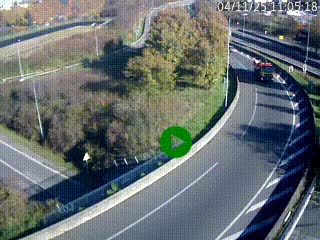 Caméra autoroute à la jonction entre l'A7 et la D301 (Boulevard urbain Sud de Lyon) à Feyzin, au sud de Lyon. Vue orientée vers Mions