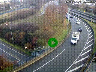 Caméra autoroute à la jonction entre l'A7 et la D301 (Boulevard urbain Sud de Lyon) à Feyzin, au sud de Lyon. Vue orientée vers Mions