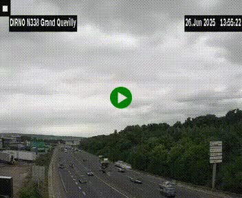Webcam routière sur N338 à hauteur de Grand-Quevilly en périphérie de Rouen. Vue orientée vers Rouen