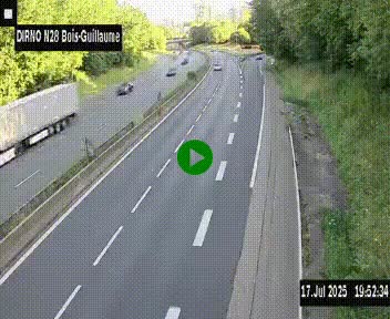 Webcam routière à hauteur de Bois-Guillaume en périphérie de Rouen. Vue orientée vers Rouen