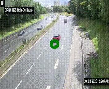 Webcam routière à hauteur de Bois-Guillaume en périphérie de Rouen. Vue orientée vers Rouen