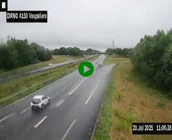 Webcam autoroute A150 à hauteur de La Vaupalière en périphérie de Rouen. Vue orientée vers Rouen