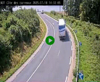 Webcam en haut de la Côte des Carreaux sur la N31 à Avesnes-en-Bray. Vue orientée vers Rouen