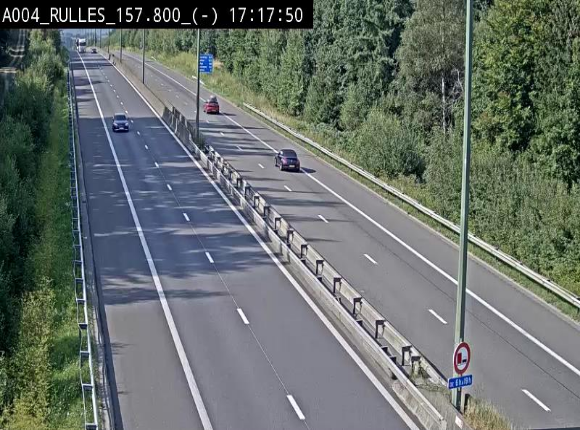 Webcam à Marbehan sur l'E411 à hauteur de la sortie 28a Rulles. Vue orientée vers Bruxelles