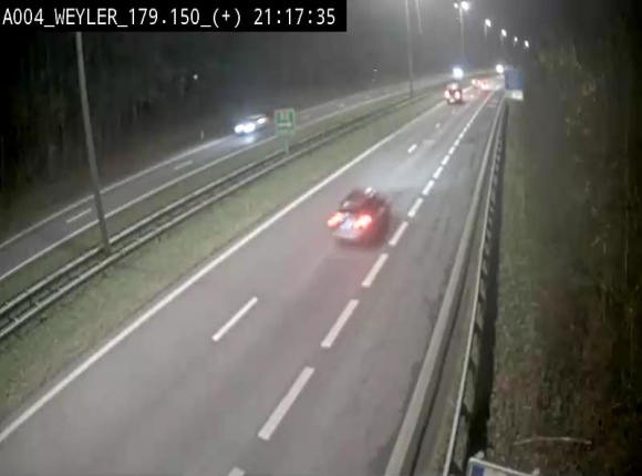 Webcam entre la sortie Arlon et la sortie Weyler sur l'E411. Vue orientée vers Luxembourg