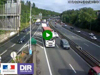 Caméra autoroute sur A6 - Valvert, près de Lyon, en direction de Paris, à hauteur de la sortie 36 Porte du Valvert