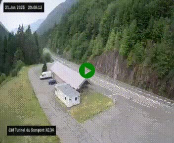 Webcam à l'entrée du tunnel du Somport, côté français, sur la N134, dans les Pyrénées, en direction de l'Espagne, à 1116 mètres d'altitude
