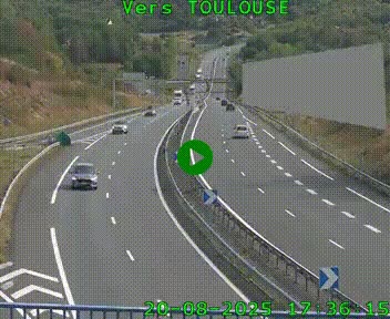 Caméra routière sur l'autoroute A20 à Noailles, en périphérie de Brive-la-Gaillarde. Vue orientée vers Toulouse
