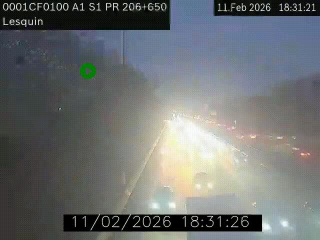Webcam autoroute A1 à hauteur de Lesquin. Vue orientée vers Lille