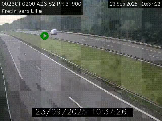 Webcam autoroute A23 à hauteur de Fretin. Vue orientée vers Lille