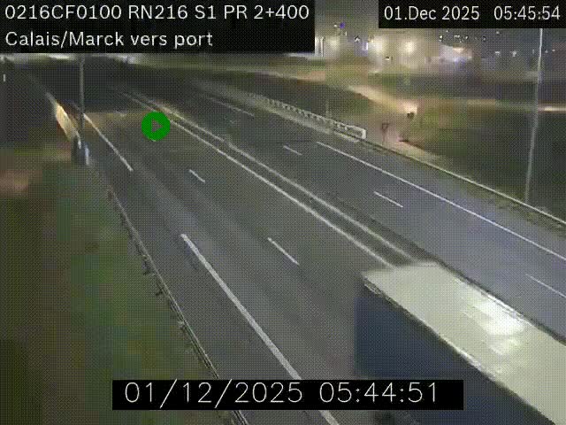 Webcam à Calais sur A216 (N216) en direction du port (harbour) de Calais.