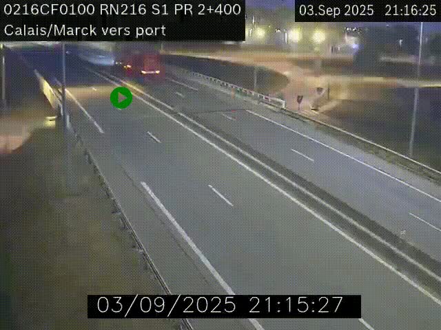 Webcam à Calais sur A216 (N216) en direction du port (harbour) de Calais.