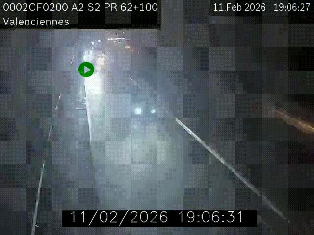 Webcam autoroute A2 à Valenciennes. Vue orientée vers Maubeuge et Mons (Belgique)