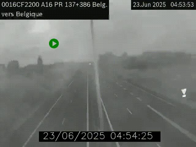 Webcam à la frontière franco-belge au niveau de Bray-Dunes/De-Panne sur l'autoroute A16. Vue orientée vers la Belgique