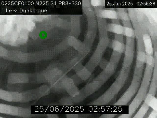 Webcam autoroute A25 (N225) à hauteur de Bergues (Bierne). Vue orientée vers Dunkerque.