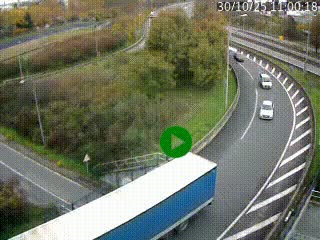 Caméra autoroute à la jonction entre l'A7 et la D301 (Boulevard urbain Sud de Lyon) à Feyzin, au sud de Lyon. Vue orientée vers Mions