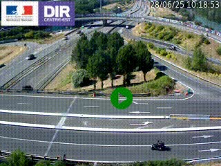 Webcam traffic à Grenoble-sud sur l'autoroute A480. Vue orientée vers l'entrée et la sortie de Grenoble
