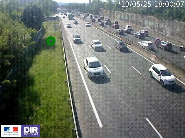 Webcam à Bron sur l'A43 à la jonction avec le boulevard périphérique de Lyon (D383). Vue orientée vers Lyon