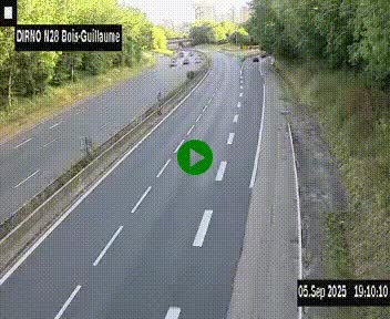 Webcam routière à hauteur de Bois-Guillaume en périphérie de Rouen. Vue orientée vers Rouen