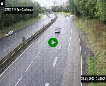 Webcam routière à hauteur de Bois-Guillaume en périphérie de Rouen. Vue orientée vers Rouen