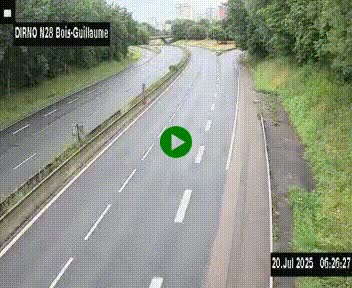 Webcam routière à hauteur de Bois-Guillaume en périphérie de Rouen. Vue orientée vers Rouen