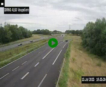 Webcam autoroute A150 à hauteur de La Vaupalière en périphérie de Rouen. Vue orientée vers Rouen