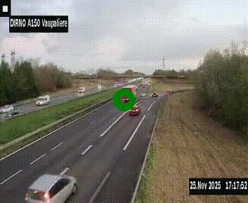 Webcam autoroute A150 à hauteur de La Vaupalière en périphérie de Rouen. Vue orientée vers Rouen