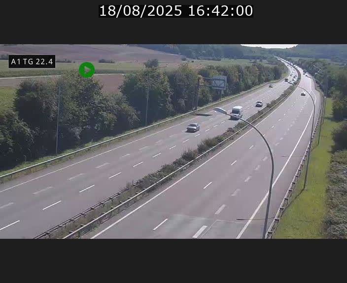 Traffic live webcam Luxembourg Flaxweiler - A1 direction Luxembourg - BK 22.4