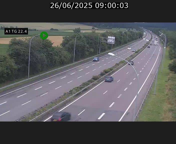 Traffic live webcam Luxembourg Flaxweiler - A1 direction Luxembourg - BK 22.4