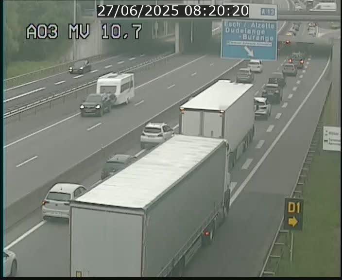 Traffic live webcam Luxembourg Croix de Bettembourg - A3 - BK 10.7 - direction France